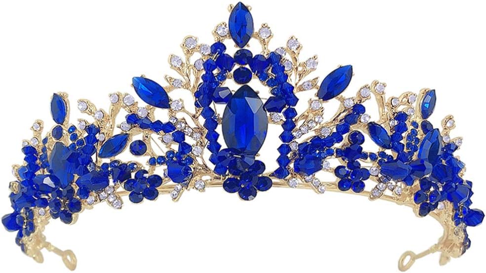 FRCOLOR Tiara Crown Crystal Silver Headband Diamond Bridal Headdress Wedding Prom Crown Hair Accessories Blue for Women Girl Birthday Wedding Christmas Party Favor Ornaments