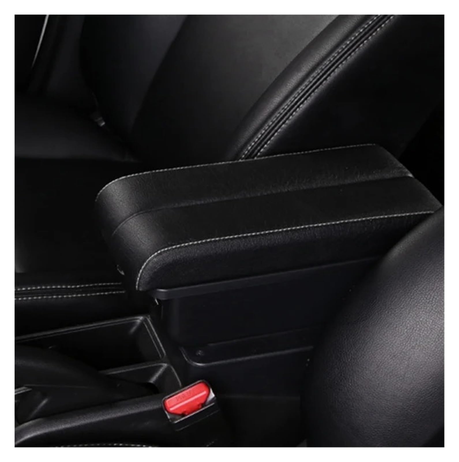 AWGNTQQ Car Armrests For Caddy 5 2024 Central Content Store Case Console Storage Elbow Support Rest Box(B-Black white line)