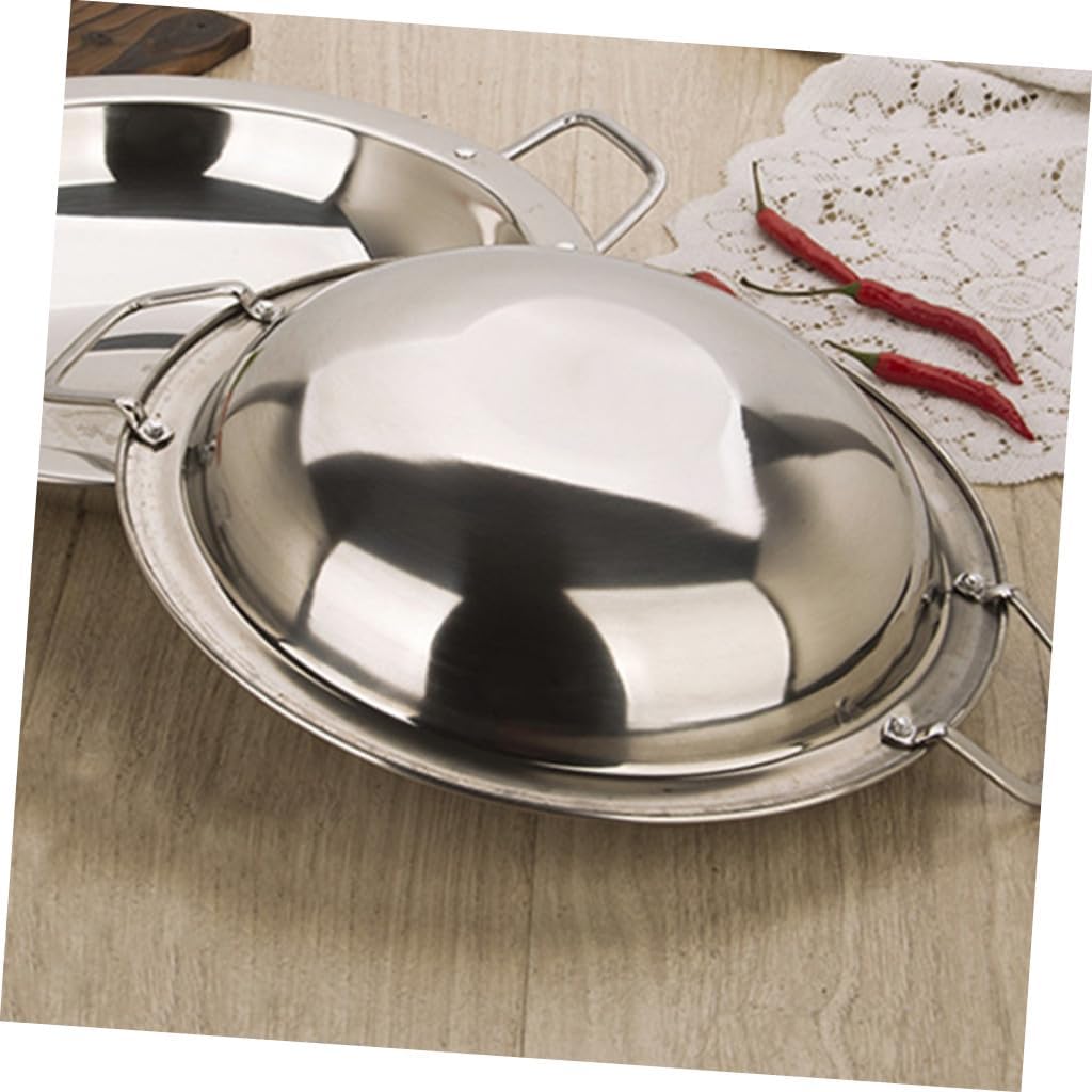 Thickened Stainless Steel Double Handle Flat Pan for Daily Cooking