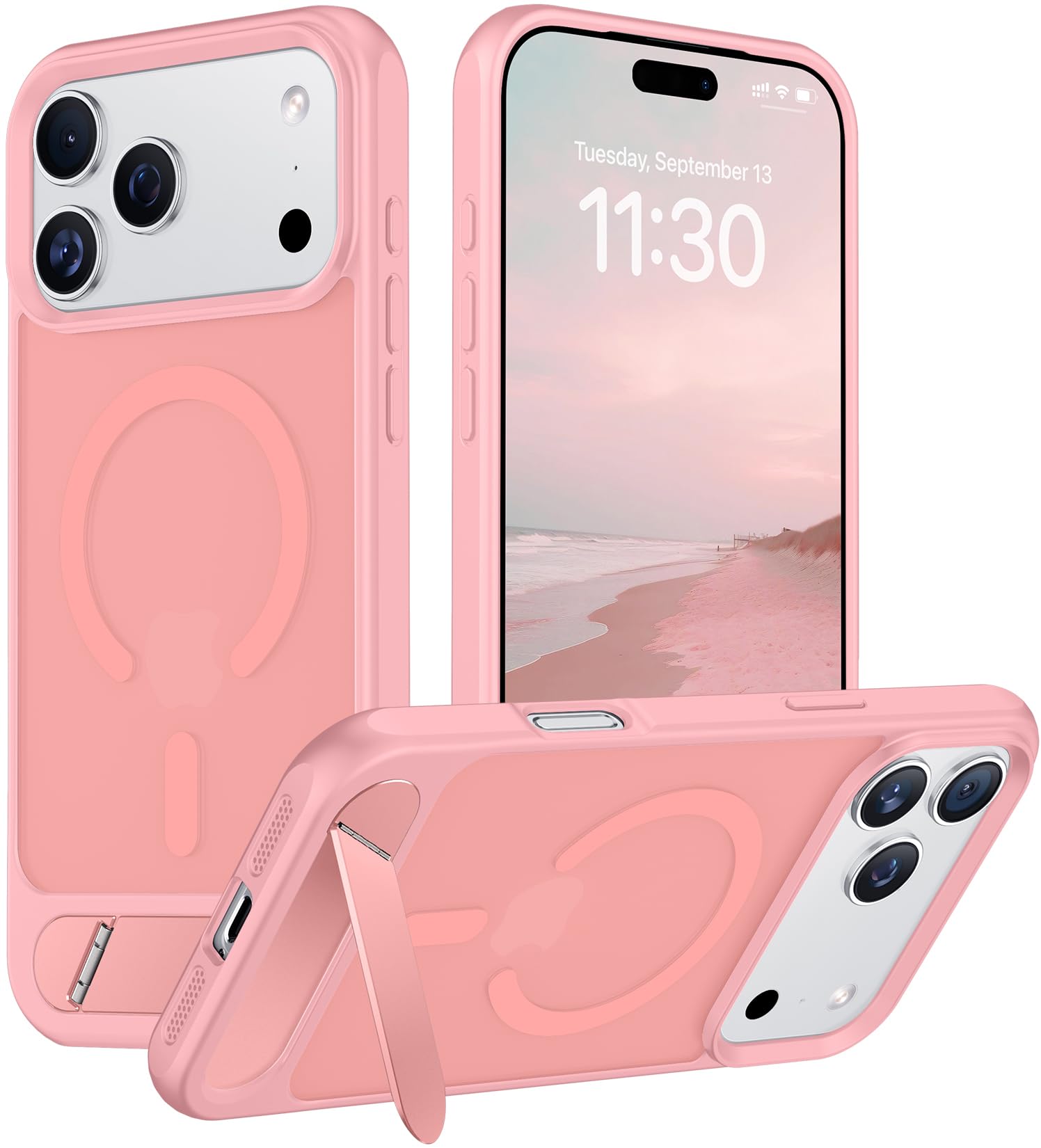 Temdan Designed for iPhone 18 Pro Case/17 Pro Case,[Built-in Invisible Kickstand][Compatible with MagSafe][Military Grade Shockproof]Slim Translucent Matte Phone Case for iPhone 17 Pro/18 Pro 6.3 inch