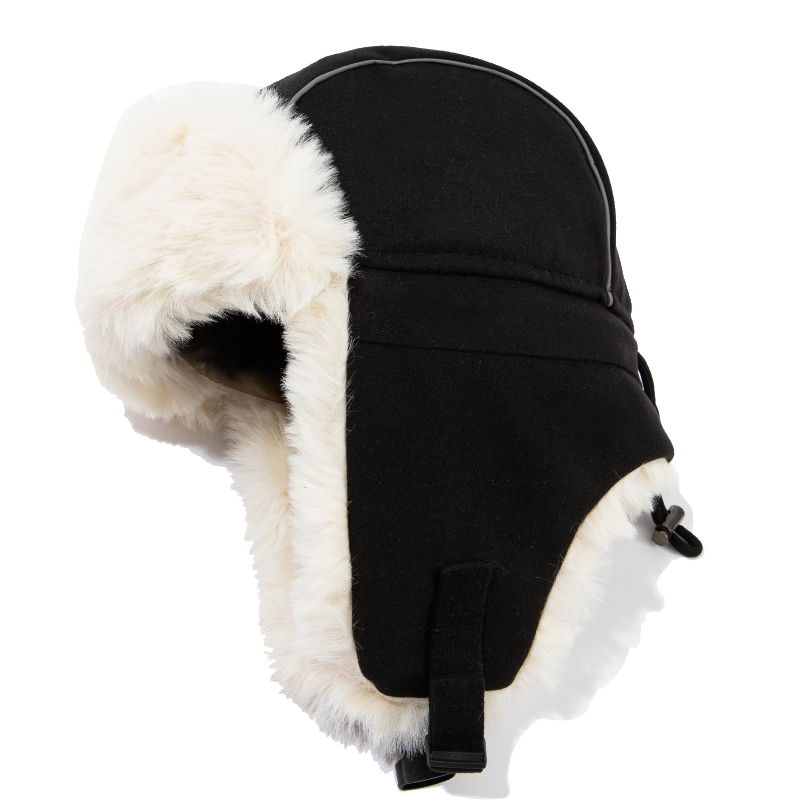 czapka zimowa, Czapki zimowe męskie traper trooper eskimo czapka pilota awiatora nauszniki ciepłe(CDUKPL2404Black)