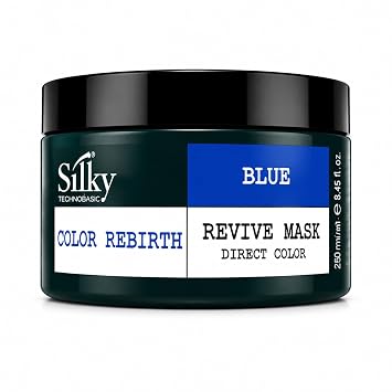 SILKY Blue Revive Mask - Color Depositing Organic Hair Mask - Semi-Permanent Hair Color Mask with Hydrating & Restoring Action for Dry Hair - 250ml