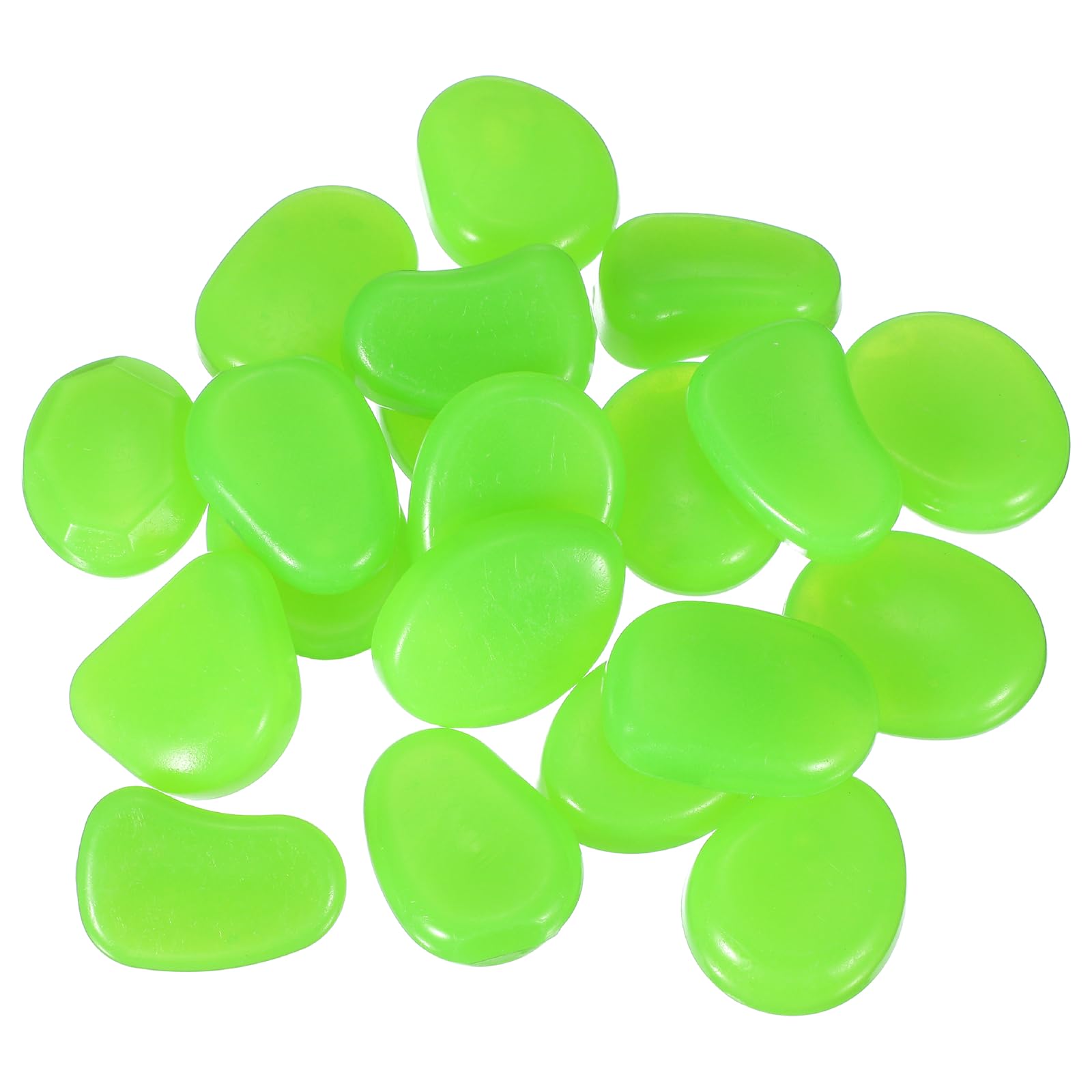 YELARXI Large Glow in the Dark Stones, Luminous Pebbles Stones Glowing Rocks Decorative Light Up Pebbles Fitting for (Fish Tank/Outdoor Garden Decor/Yard/Walkway) 20 Pcs & Green