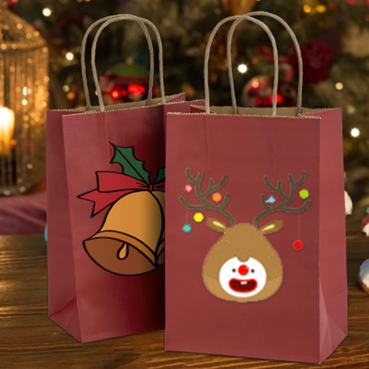 50Pcs Small Paper Gift Bags Bulk, 5.25" x 3.75" x 8" Kraft Paper Bag for Party Favors,Valentine's Day, Birthday, Wedding, Goodie, Retail, Jewelry - Red - Image 5