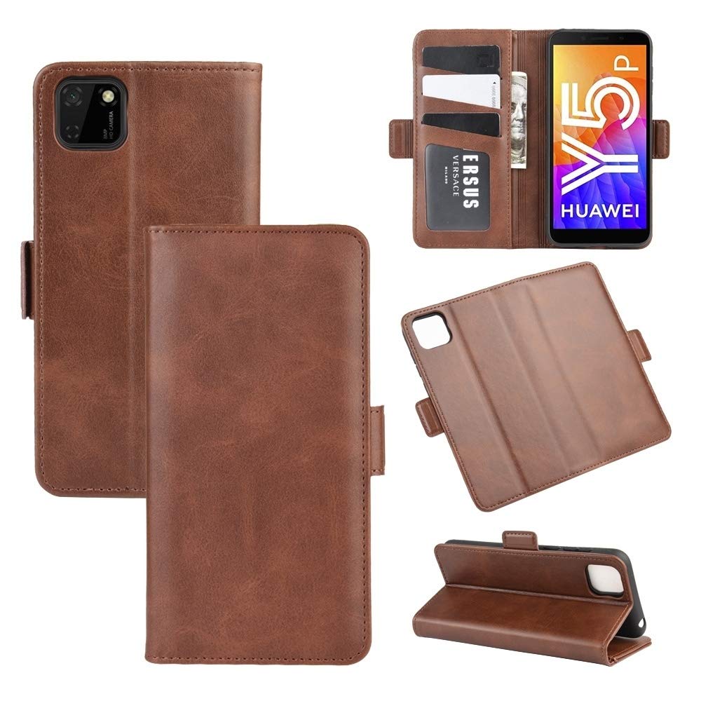 CAIFENG Phone Cover Case for Huawei Y5p/Honor 9S Dual-Side Magnetic Buckle Horizontal Flip Leather Case with Holder & Card Slots & Wallet Protective Shell (Color : Brown)