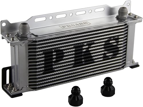 Miniatura 2 de PKSABB Enfriador de aceite universal AN10 con placa apilada de 9.764 in con soporte + 2 accesorios AN10 (78"-14 UNF) a AN8 (34"-16 UNF) (16