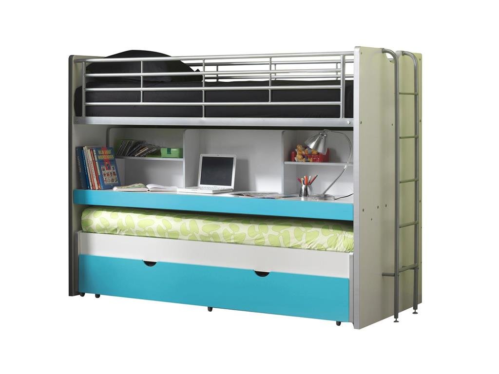 'Vipack BOHS8015 Bunk Beds Bonny, 207 x 116 x 98 cm, lying surface 90 x 200 cm, White/Pink