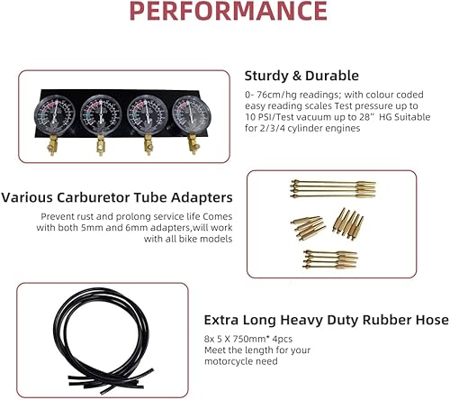 Miniatura 3 de Kit de herramienta de ajuste y sincronización de carburador de vacío universal, medidor de balanceo de sincronización compatible con motocicleta BMW