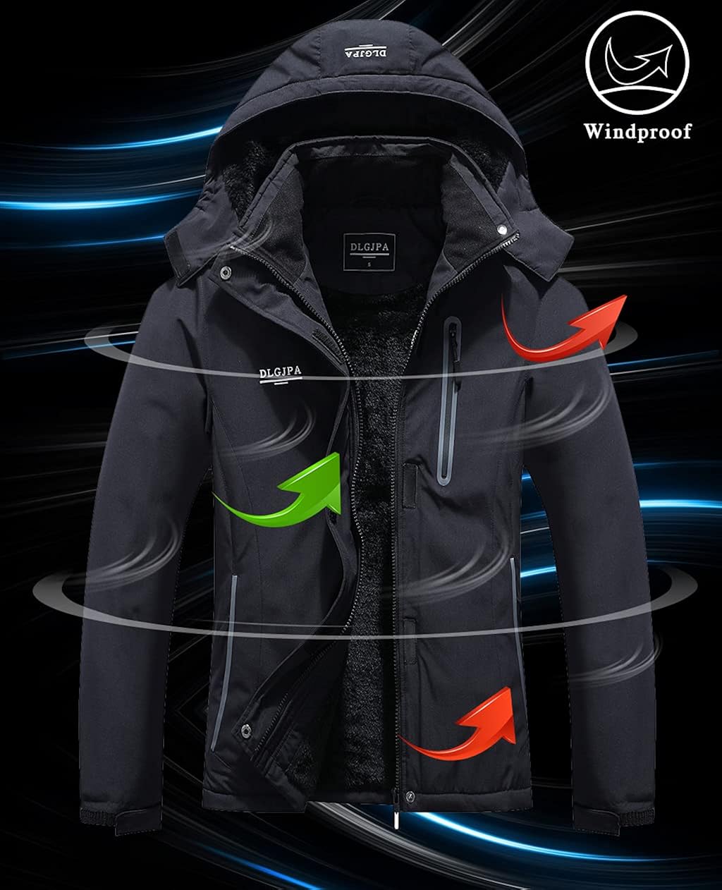 DLGJPA Women's Mountain Waterproof Ski Jacket Hooded