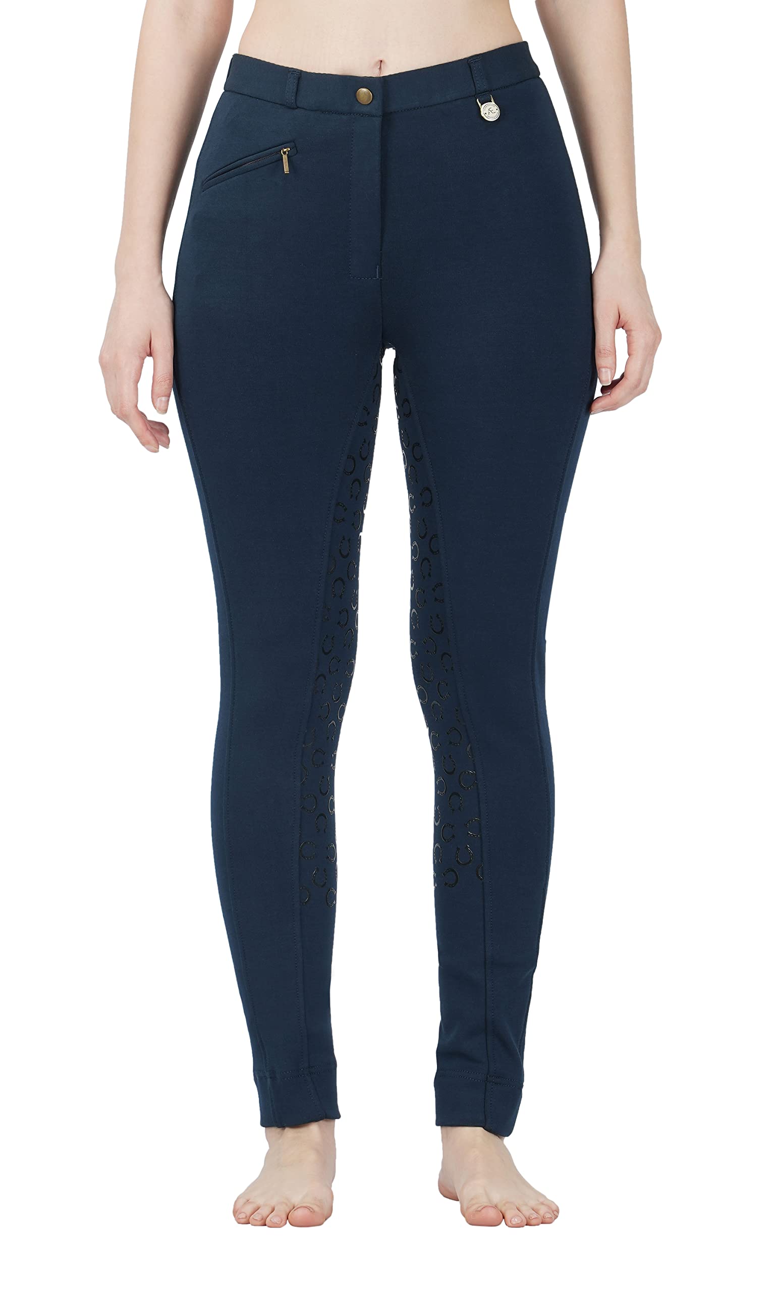 Women's Cotton/Lycra Soft Stretchy Silicon Jodhpurs JODS with Zip Pocket Ladies Knee Patch Equestrian Pants Full Seat 4 Way Stretch Jodhpurs Pant