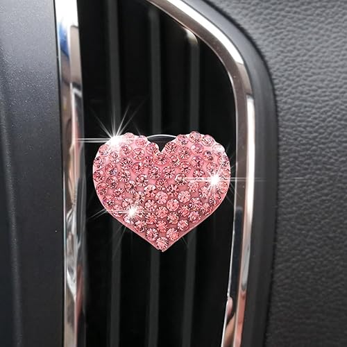 Miniatura 6 de Osilly Clips de ventilación para ambientadores de automóvil, 2 piezas de clip de salida de aire acondicionado con dije de corazón brillante, difusor