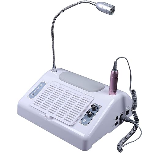 Nail Dryer Vacuum Multi-Purpose Manicure Machine, 5in1 UV Manicure Machine with 30,000rpm Electric Nail Drill, 96W UV LED Nail Lamp, 6W Table Lamp and Hand Pads for Salons and Homes