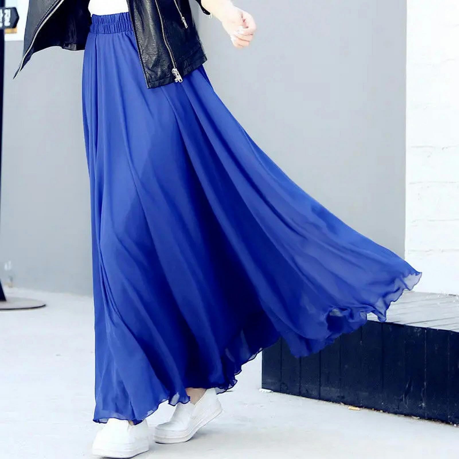 Rock Damen Chiffon Langer Rock Für Frauen Elegante Lässige Hohe Taille Boho Beach Maxi -röcke