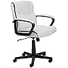 Amazon Basics Silla de trabajo de oficina con altura ajustable, giratorio de 360°, reposabrazos acolchados, respaldo medio, capacidad de 275 libras, certificado BIFMA, 24.2 pulgadas de profundidad x 24 pulgadas de ancho x 38.6 pulgadas de alto, piel sintética blanca