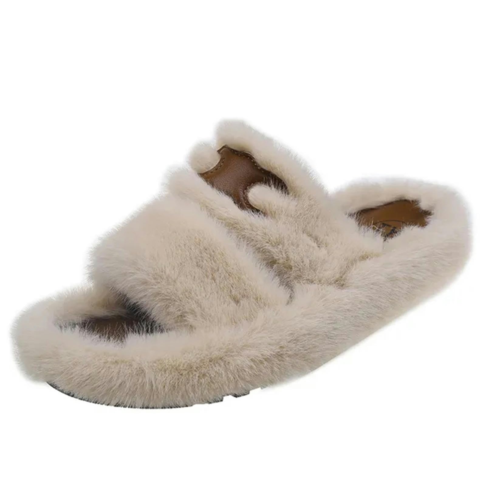 TEidea Kapcie na jesień i zimę ciepłe kapcie - modne i wygodne buty z grubym dnem dla kobiet, BEŻOWY, 38(inner 24 cm)