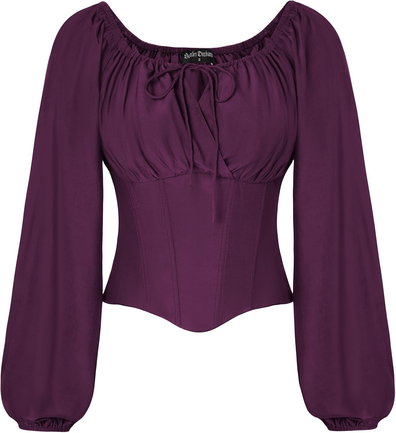 SCARLET DARKNESS Corset Tops for Women Elastic Neckline Renaissance Shirt Peasant Blouse