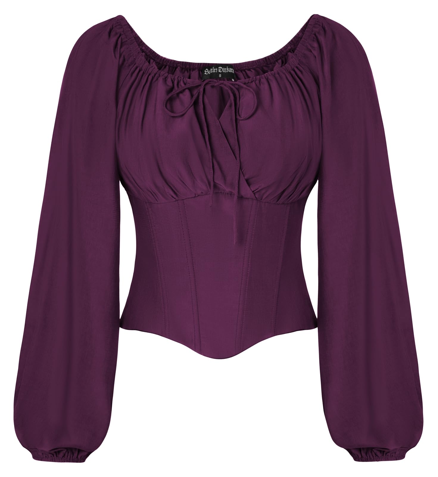 Scarlet Darkness Korsett-Oberteile für Damen, elastischer Ausschnitt, Renaissance-Hemd, Bauernbluse
