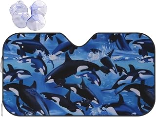 Killer Whale Orca Sign Car Front Windshield Sunshade to Block Heat and Keep The Interior Cool Small
