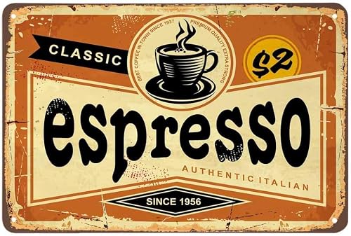 Liantsh Men's 07 Espresso Tin Sign,Classic Italian Coffee Vintage Metal Tin Signs For Cafes Bars Pubs Shop Wall Decorative Funny Retro Signs For Wo 8X12 Inch