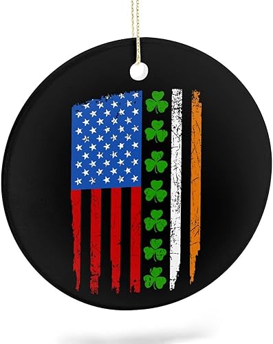 Bandera irlandesa americana adorno de Navidad decoraciones de cerámica para árbol de Navidad, fiesta en casa