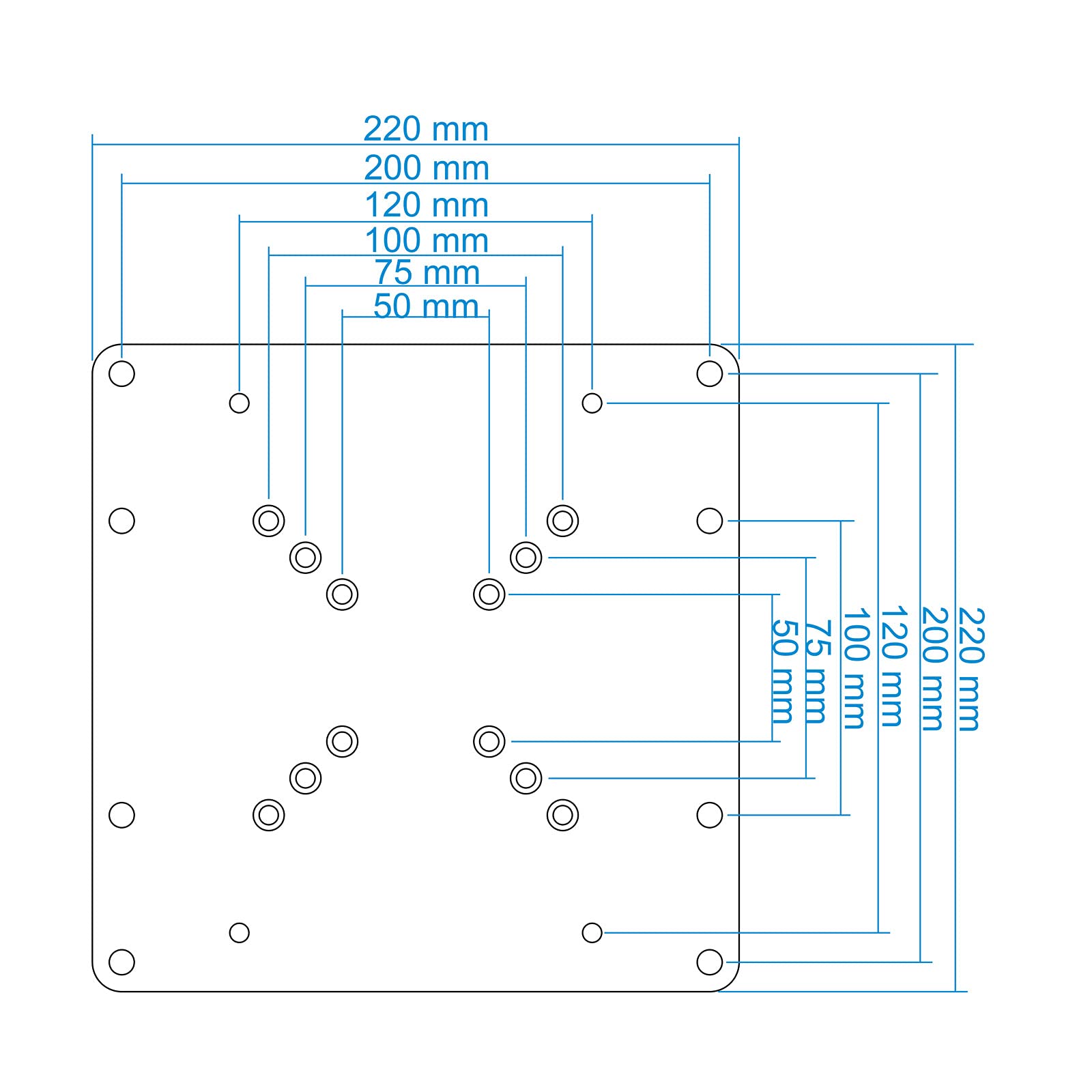 TooQ VMA0200-B adapter VESA 200 x 200 uniwersalny rozszerzenie do paneli od 23 cali do 42 cali 30 kg, czarny