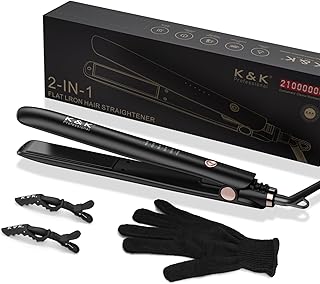 1 inch Hair Straightener Iron Ceramic Flat Iron 230 Degrees Hair Straightener and Curler 2 in 1 15s Fast Heat Straightening Iron for Hair (Black)