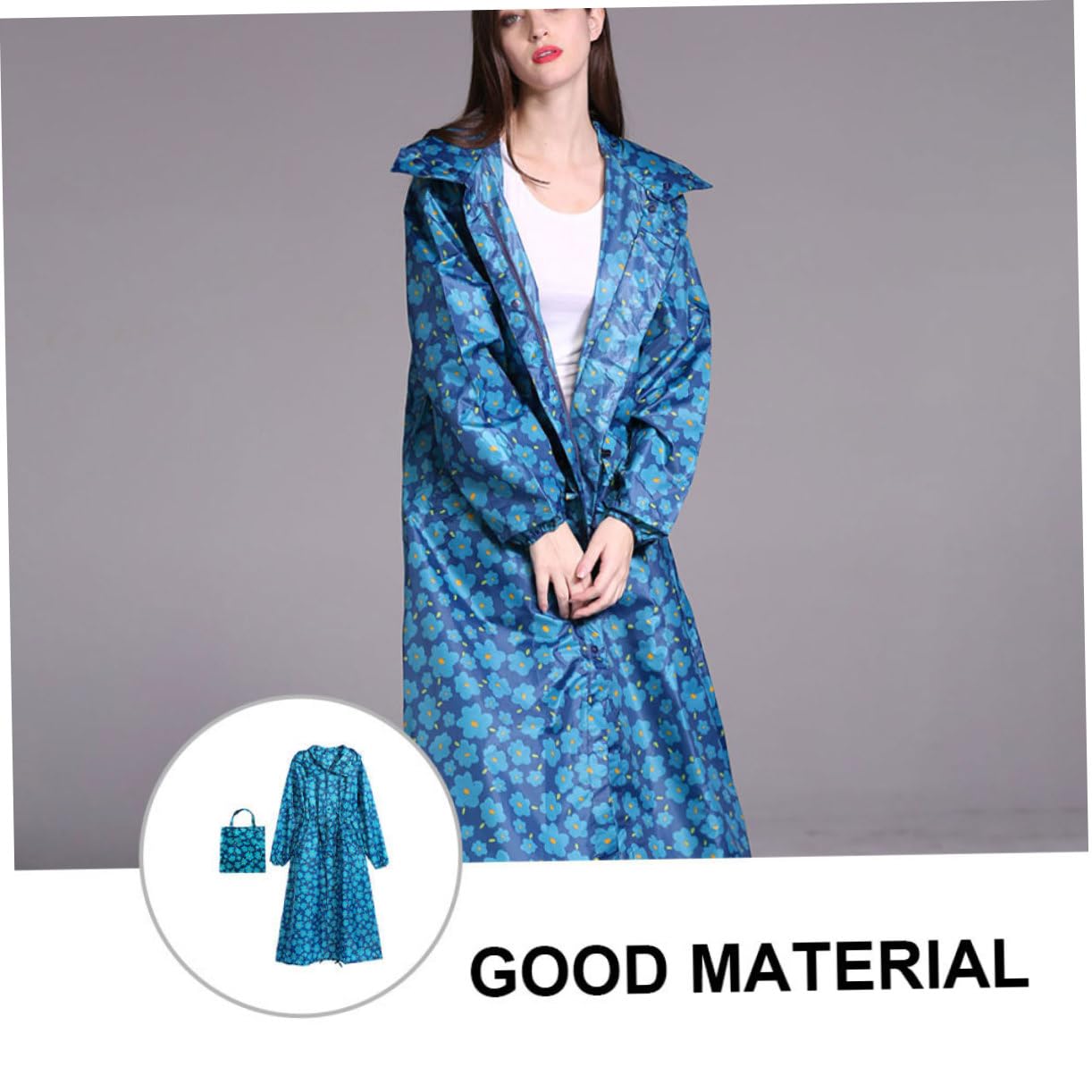 Poncho de Pluie Léger D'extérieur Bleu, Polyester, pour Femmes | Capuche, Coupe Réutilisable, Poignets Élastiques, Usage Écoles et Activités Extérieures