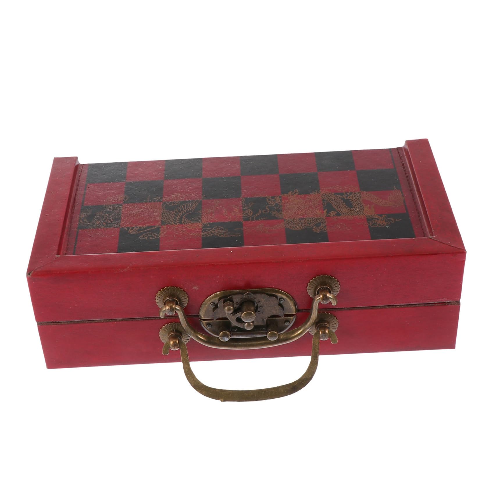 FRCOLOR Scacchi dal Design Retrò in Legno e Lega Scacchiera Pieghevole, Stabile e Portatile, Gioco Creativo per Tutta la Famiglia