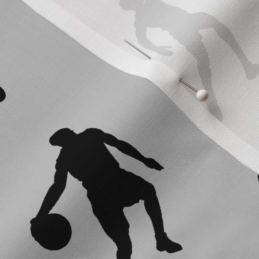 Spoonflower Fabric - Basketball Players Silver Gray Black Large Sports Sport Boys Room Printed on Petal Signature Cotton Fabric Fat Quarter - Sewing Quilting Apparel Crafts Decor