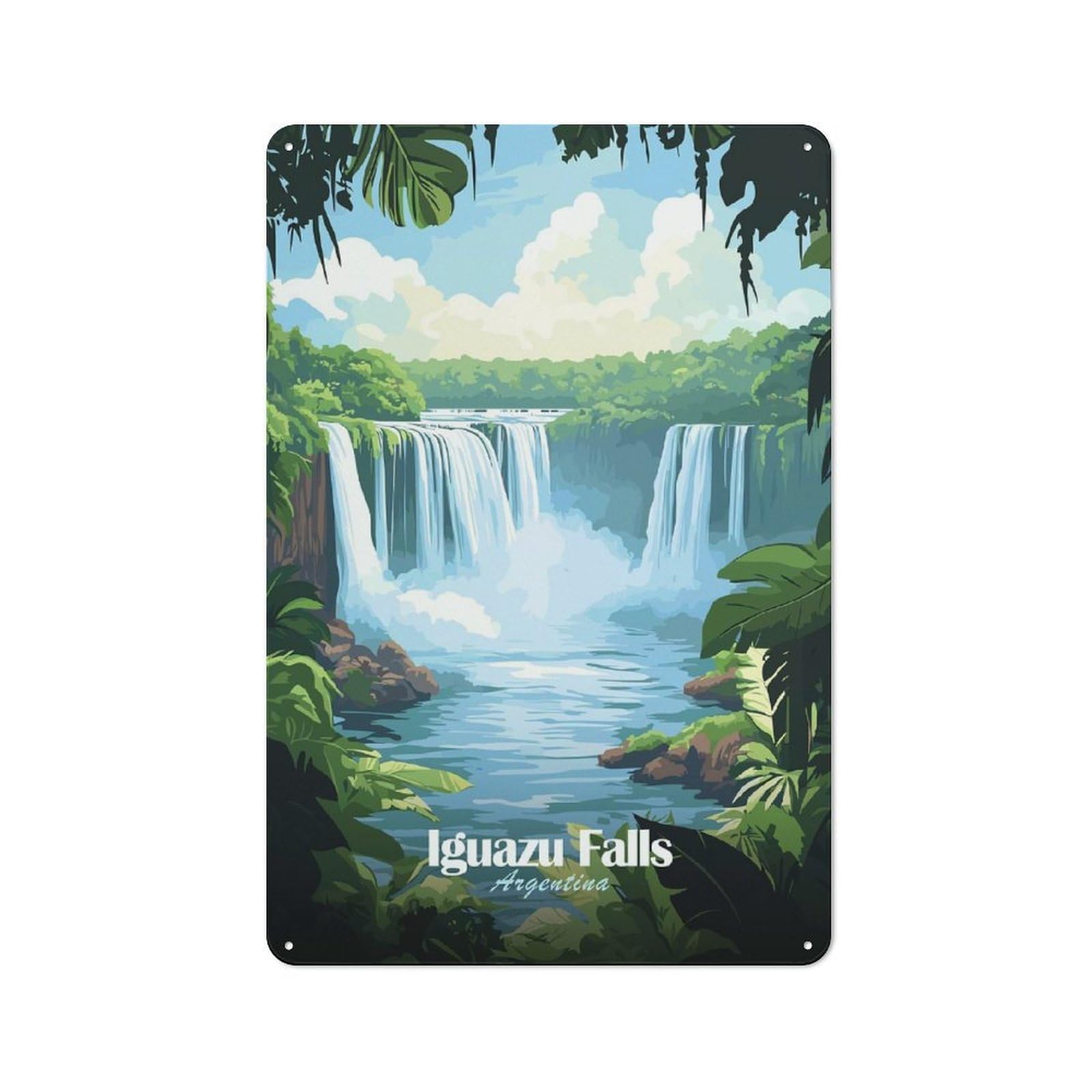 Junmoney Style-8 Retro Metal Wall Sign 30X20cm With Iguazu Falls Argentina For Home Bar Wall, A Decorative Gift For A Newly Furnished Home Bar