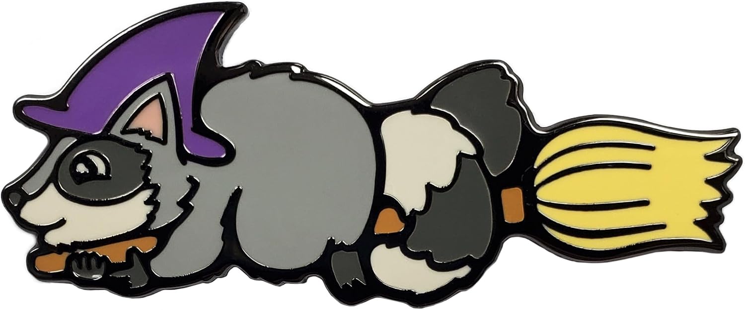 Kolorspun Raccoon Witch Enamel Lapel Pin