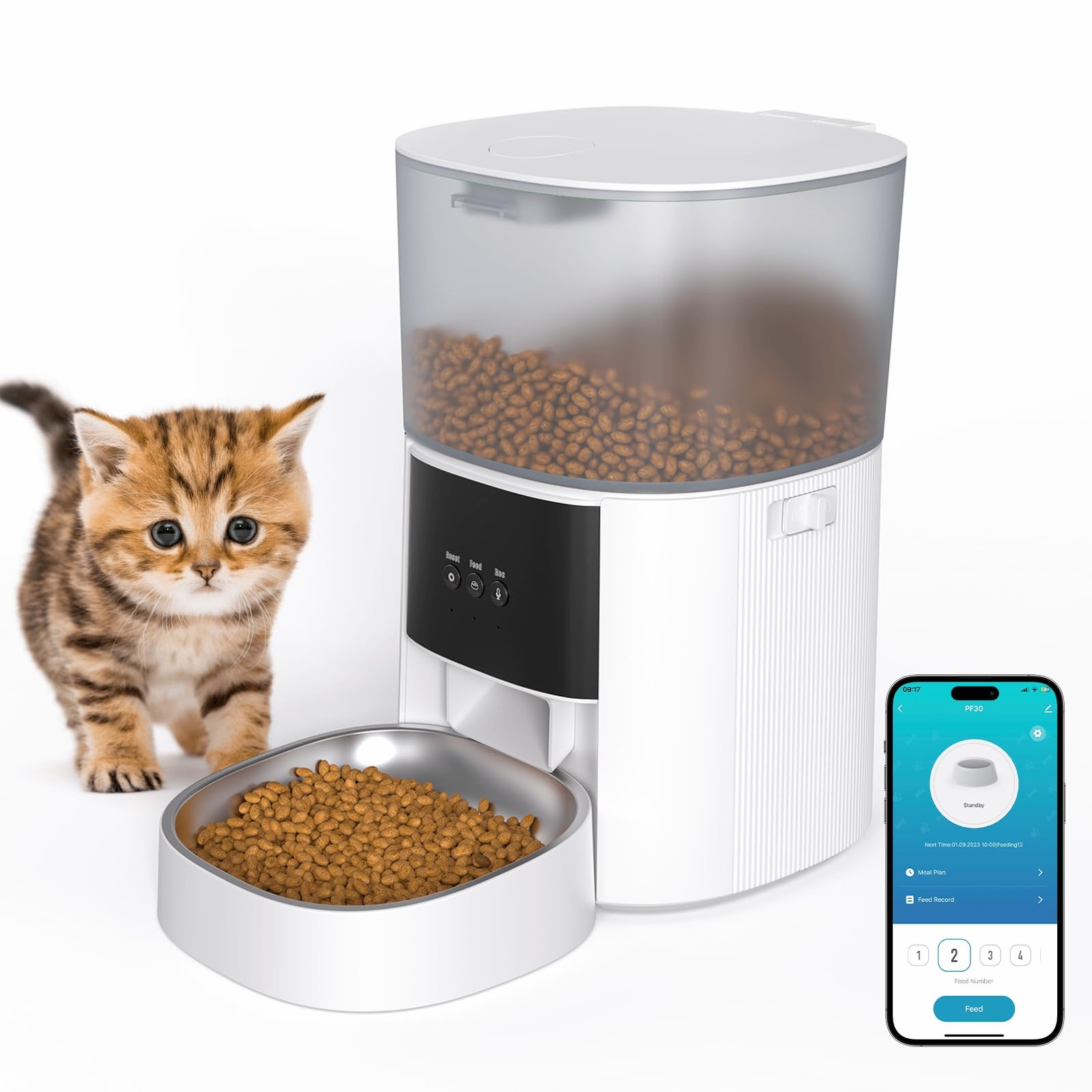 LIWAN 4L Automatic Food Dispenser for Cats, 5G&2.4G WiFi Smart Pet Feeder with APP, Timed Auto Pet Feeder for Pet Dry Food, 10s Voice Recording, Cats, Small Dogs & Rabbits Up to 10 Meals Per Day