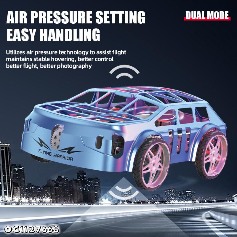 Image of Cable World 2-in-1 Flying Car Drone Toy for Kids with Remote Control, Air & Land Dual Mode RC Car, LED Lights, Headless Mode, One Key Take Off /Landing, Rechargeable Stunt Toy Gift for Boys & Girls