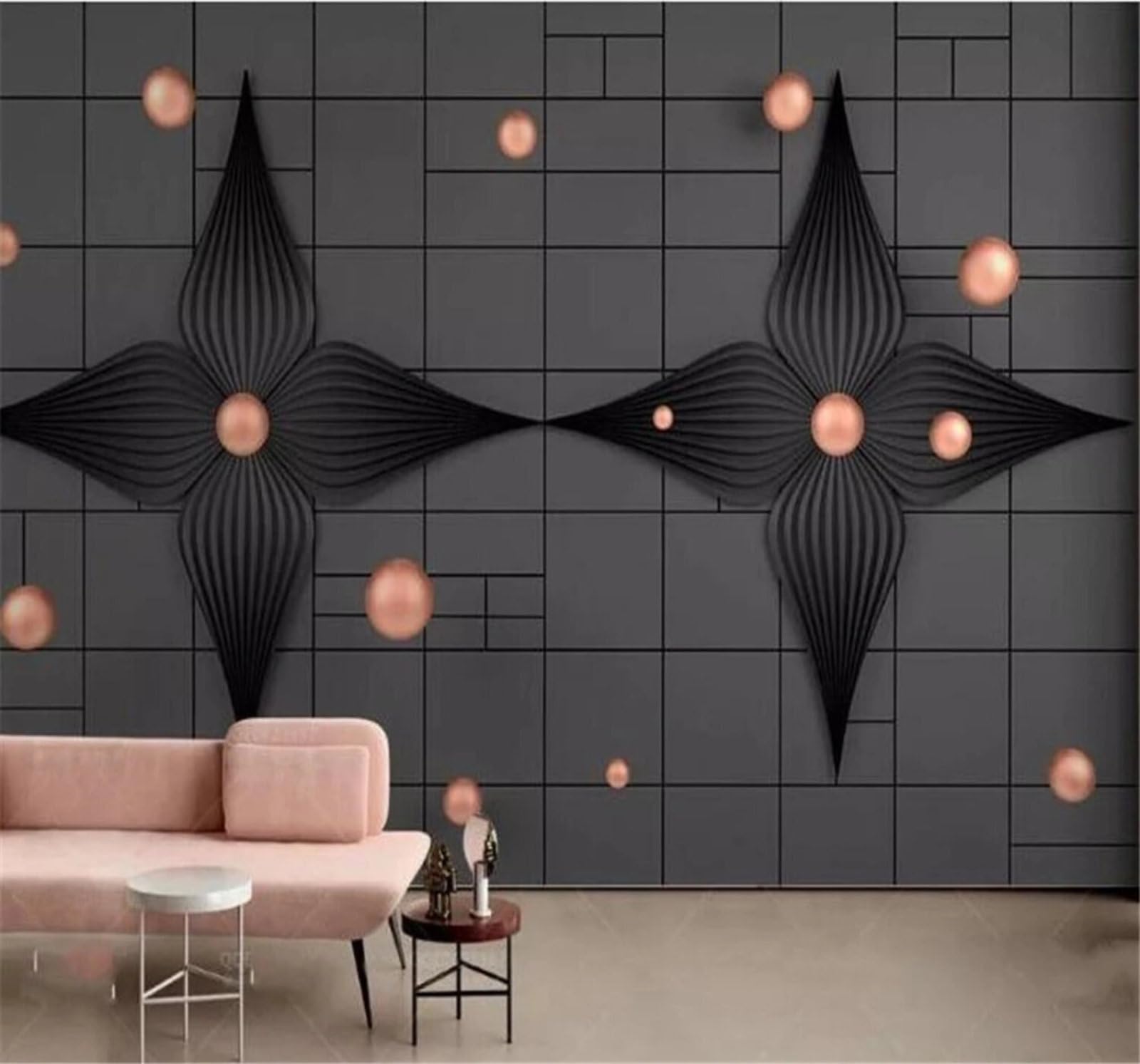 XLMING Three Dimensional Abstract Floral Relief Checkered Spheres 3D Wallpaper Luxury Silk Study Dining Feature Sofa Grey Bedroom Living Room Tv Decorative Wall-350cm×256cm