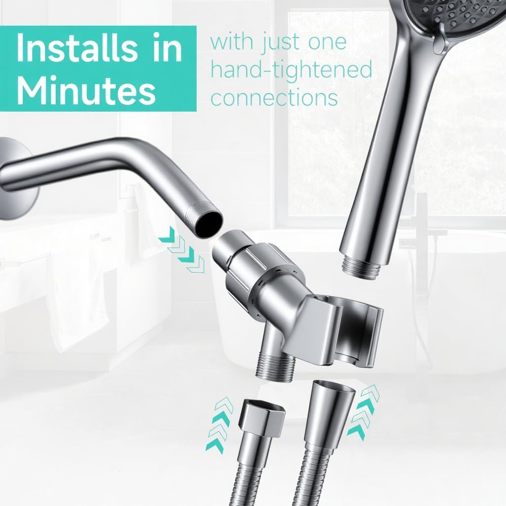 Shower Head Holder and 6 Inch Extension Arm Pipe, Chrome image 2