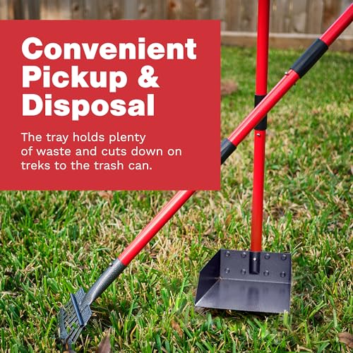 Image of Pawler Pooper Scooper for Large Dogs and Small Dogs, Metal Poop Scooper Set with Long Handle Rake and Heavy Duty Tray for Yard, Grass, Dirt or Gravel, Heavy Duty Aluminum Poop Picker Upper