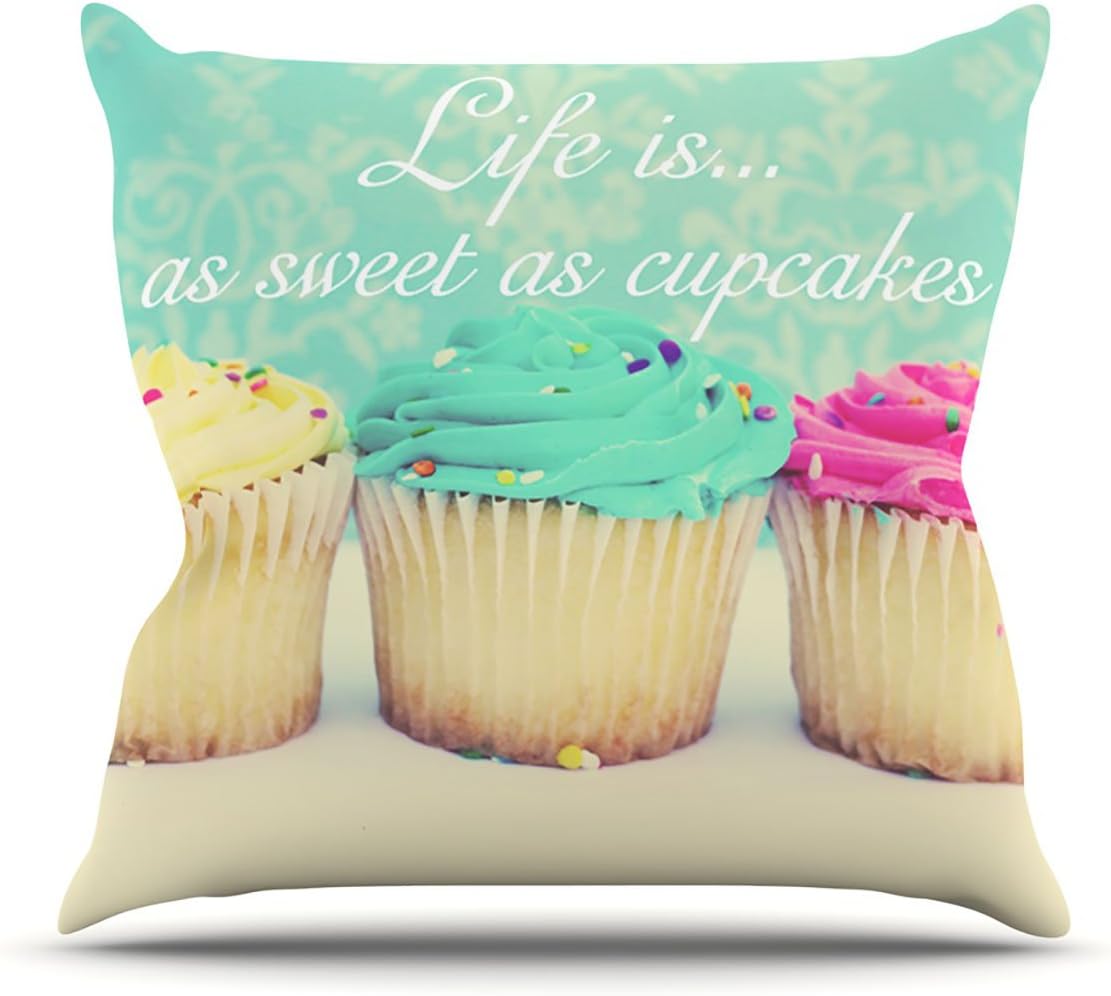 KESS InHouse Beth Engel Life is as Sweet as Cupcakes Outdoor Throw Pillow, 20" x 20"