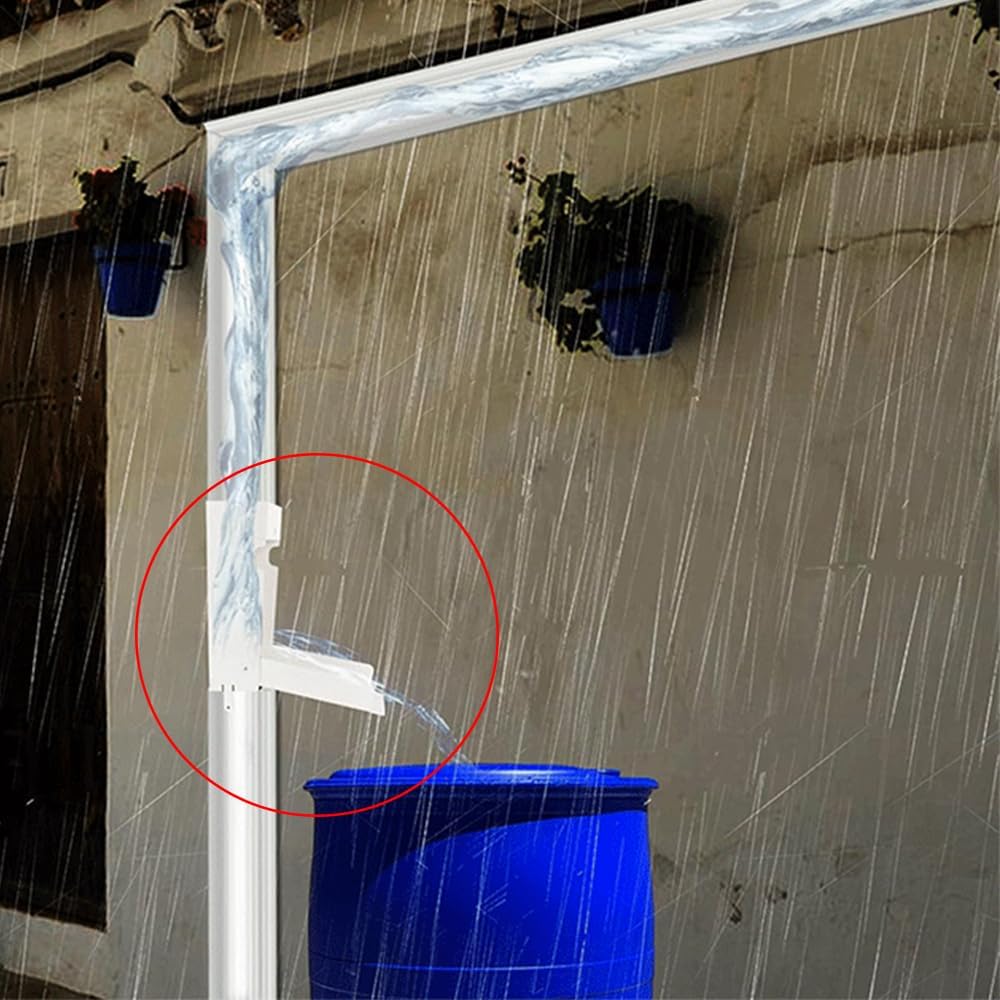 TopHomer Durable White Rainwater Diverter Kit Fits 3 * 4 Inch Downpipes for Water Saving and Garden Use