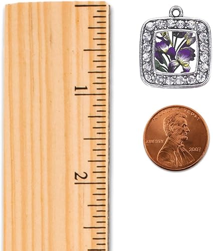 Miniatura 2 de Inspired Silver - Adorno de flor de iris - Adornos navideños con dije cuadrado de plata con joyas de circonita cúbica