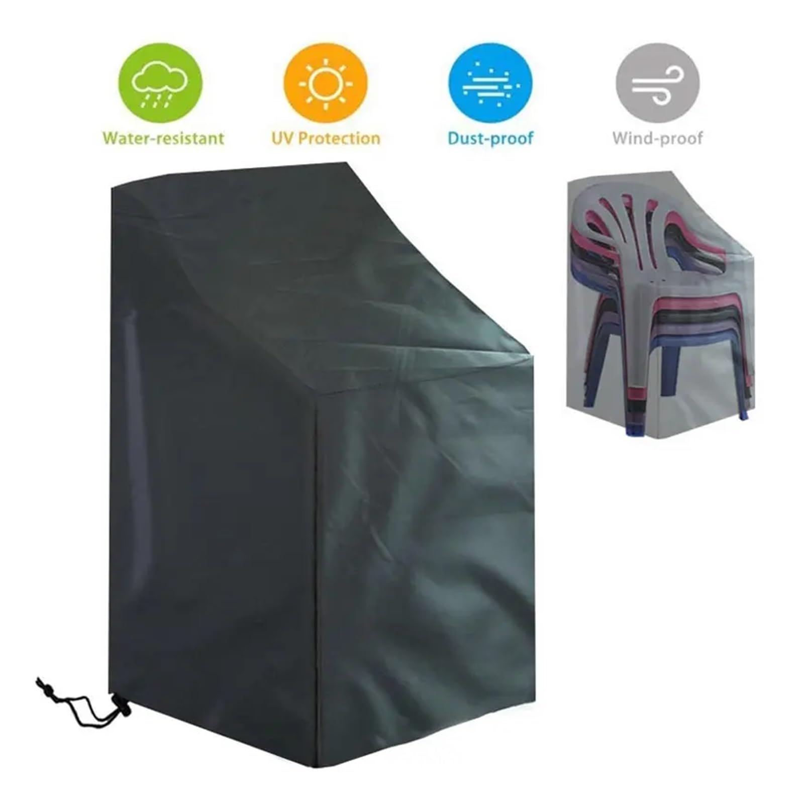 Coperture per mobili da esterno, Copertura antipioggia for mobili da esterno, for patio, giardino, sedie, divani, impilate(70x70x125 75cm)