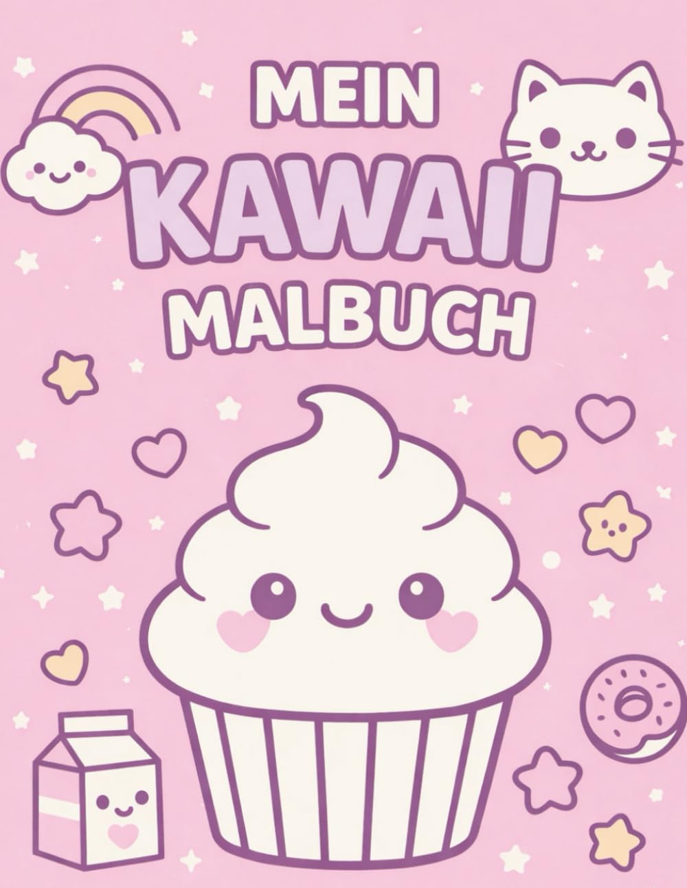 Mein Kawaii Malbuch - Das große süße Malbuch für Kinder: 40 supersüße Motive zum Ausmalen für Spaß, Kreativität & Konzentration