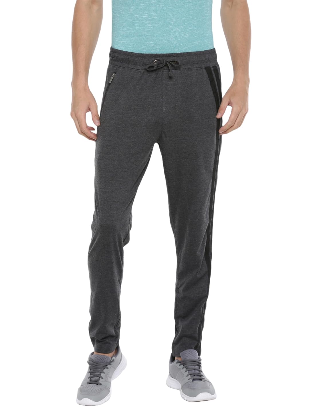 force nxt Men's Cotton Solid Track Pants with Side Stripes & Zip Pockets-picture-26