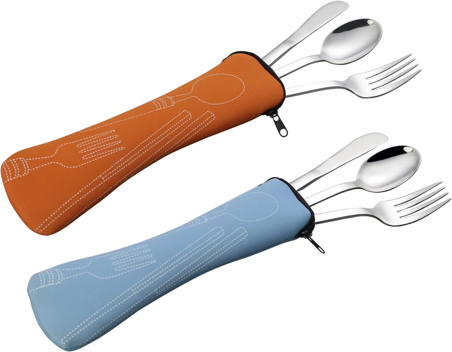 Saedy 6 Pieces Silverware Single Set, Knife Fork Spoon with Carrying Case