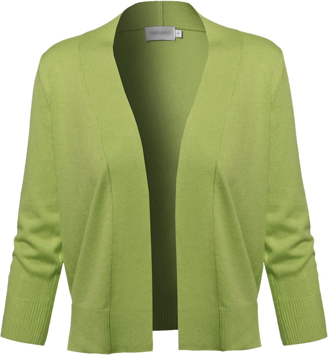 Women's Solid Open Front Soft Stretch 3/4 Sleeve Layer Short Cardigan - Image 2
