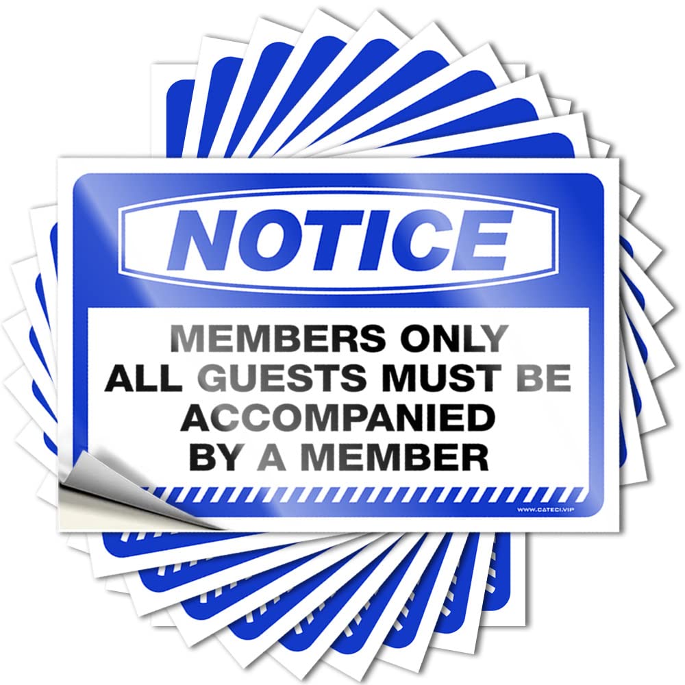 Bumper Sticker Notice Members Only All Guests Must Be Accompanied By A Member Stickers 10 Pcs Black and White Stickers Christmas Car Stickers(8X12CM)