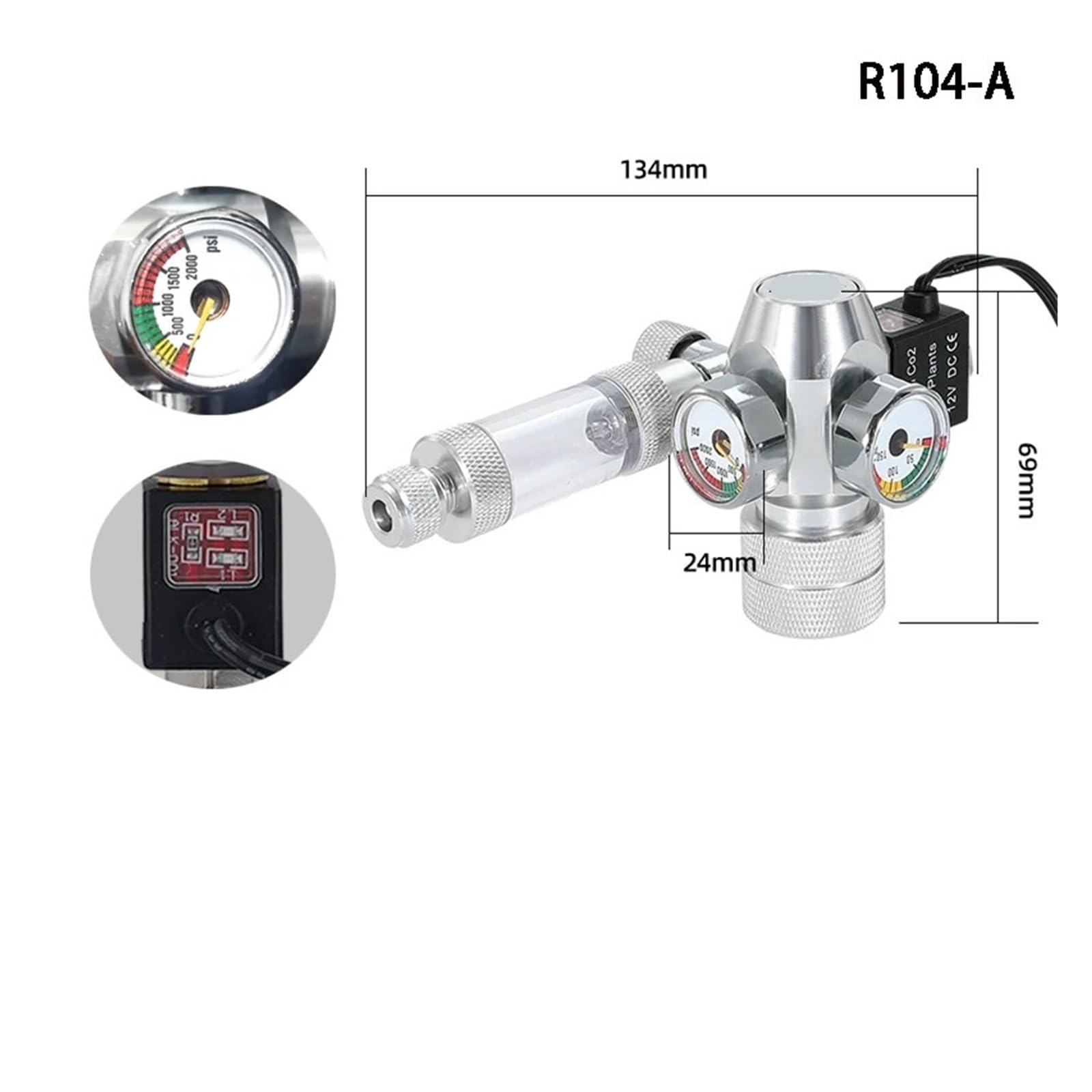 Nuovo regolatore di CO2 for Acquario Fai-da-Te Valvola elettromagnetica Contatore di Bolle Sistema di Controllo della CO2 Valvola di riduzione della CO2 for Acquario(5-8UNF)