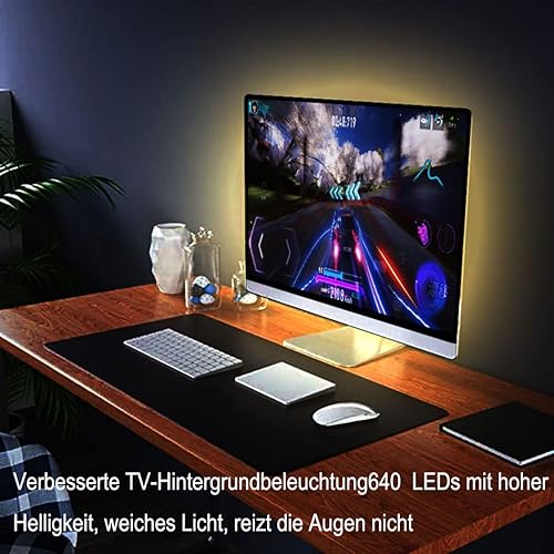 Miniatura 6 de Tira de luz LED COB USB, 1280 LED, regulable de 2000 K a 6000 K, 6.56 pies, 5 V, 32 W, iluminación LED para retroiluminación de TV, CRI85+, cinta