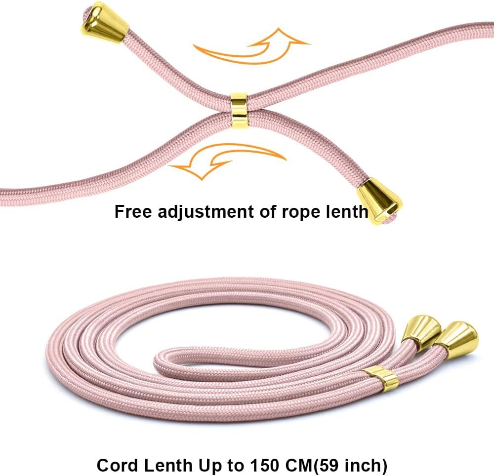 YESPURE Crossbody Lanyard Case Crystal Clear Anti-Yellowing Soft TPU Bumper Shockproof Protective Phone Cover with Adjustable Neck Strap for iPhone 15 Pro - Rose Gold - Image 6