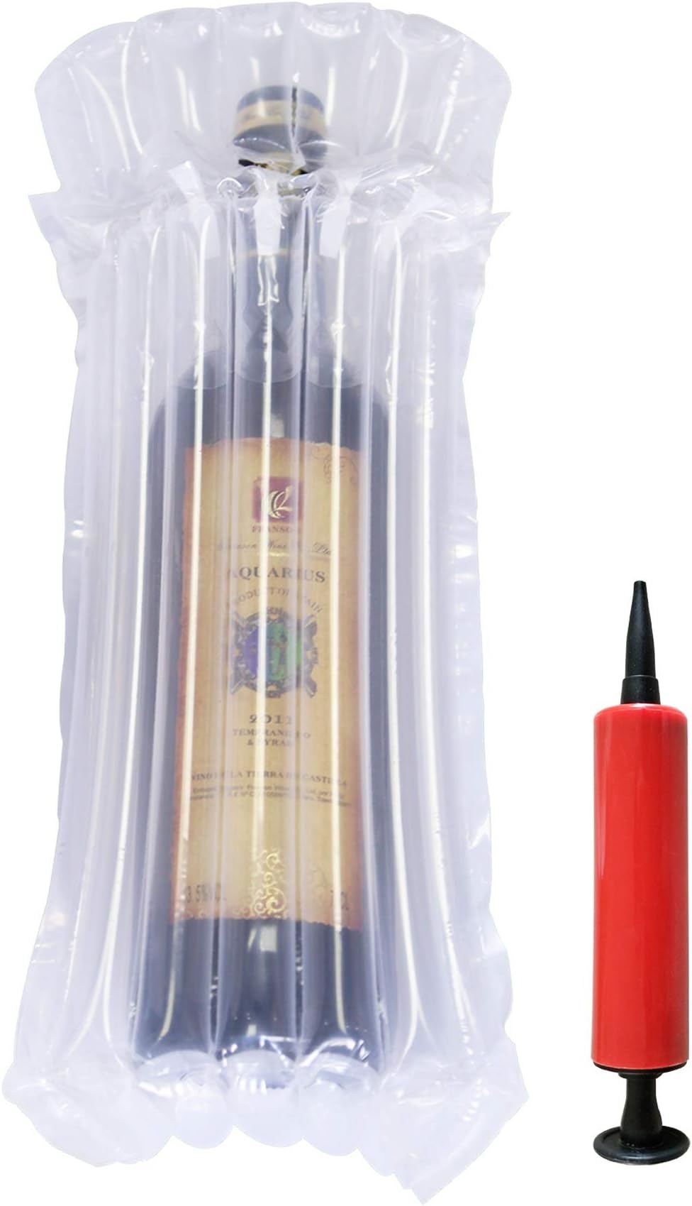 STNTUS INNOVATIONS Wine Bottle Protector, 15 Pack Bubble Cushion Wrap Sleeves for Luggage, Airplane Travel, Transport, Safety Shipping, Inflatable Air Filled Packaging Bags with Pump