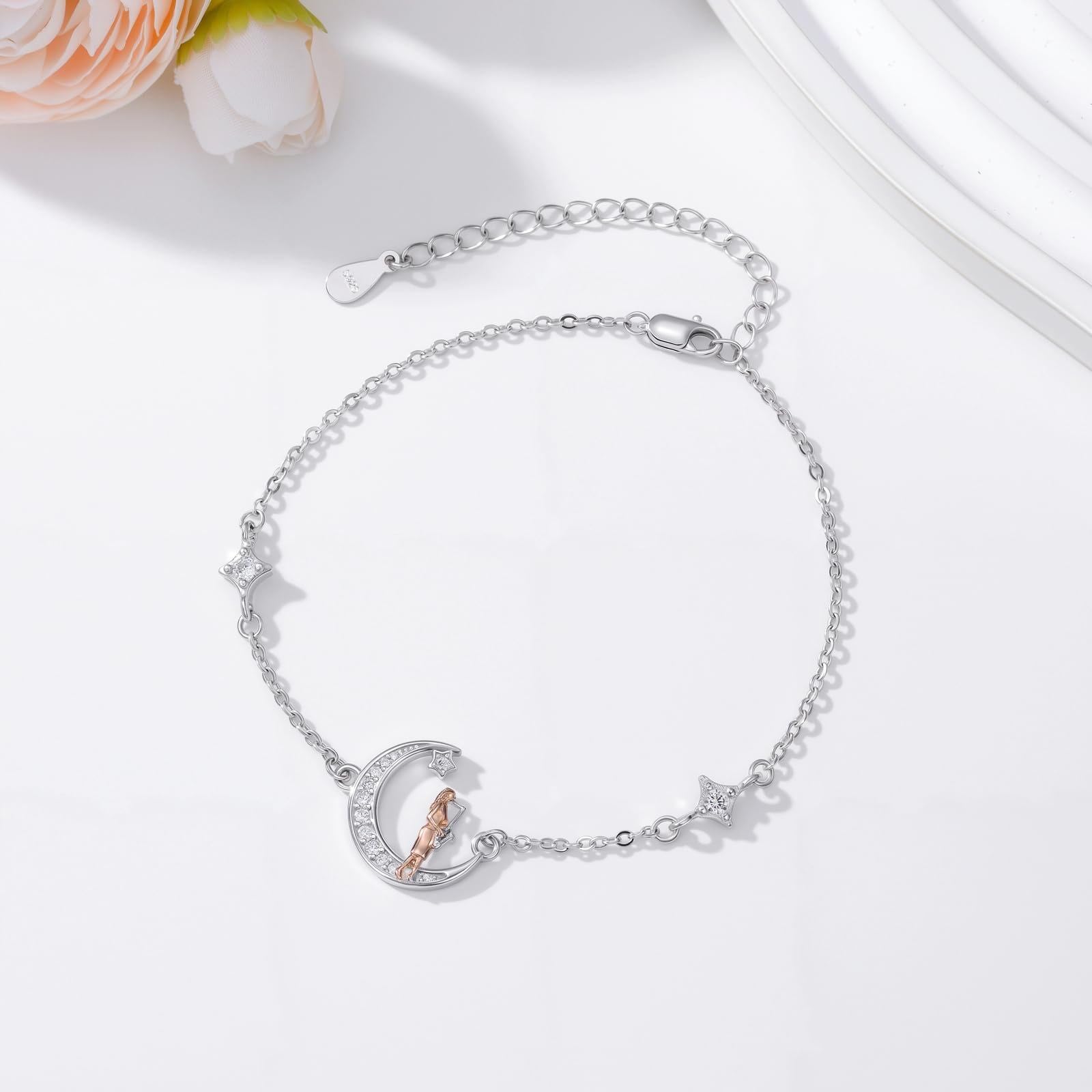 PROESS Braccialetto con chitarra, batteria, sassofono, musica, da donna, in argento Sterling 925, idea regalo per uomo e donna